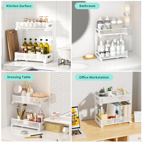 Under Sink Organizer, 1 Pack 2 Tier Metal Slide Out Pull Out - Image 5