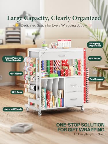 MAX Wrapping Paper Storage Cart, Up to 30 Rolls, White - Image 5