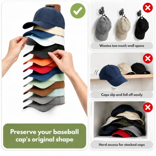 2-Pack Wall-Mounted Hat Storage Organizer, Wooden | Home Organization - Image 7