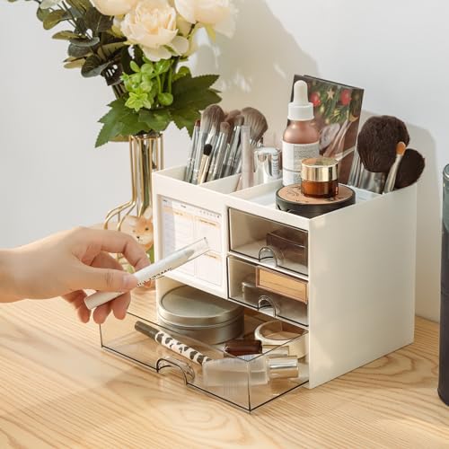 QIYVLOS Desk Organizer with 3 Drawer, Multi-Functional Pencil Pen - Image 6