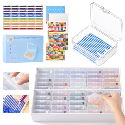 50PCS Diamond Art Storage Containers, 2-in-1 Trays with Lids - Image 2
