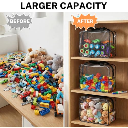 6 Packs Large Toy Storage Bags, Reusable Clear PVC Storage - Image 5