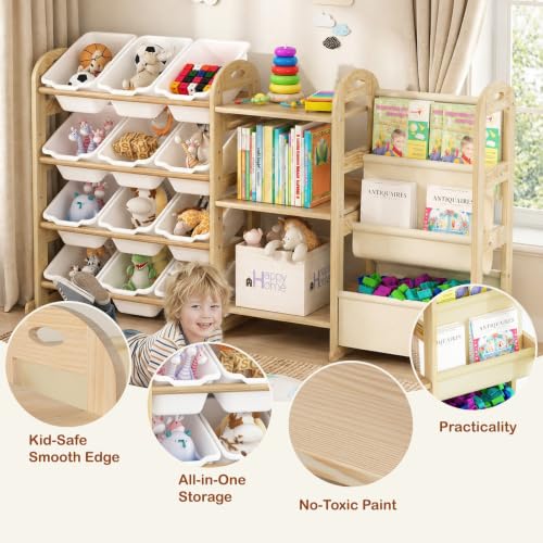 Toy Storage Organizer with 3 Shelves &12 White Bins, Kids Bin - Image 5