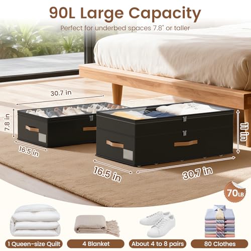 Under Bed Storage with Wheels, 2-Pack Underbed Storage Containers - Image 3
