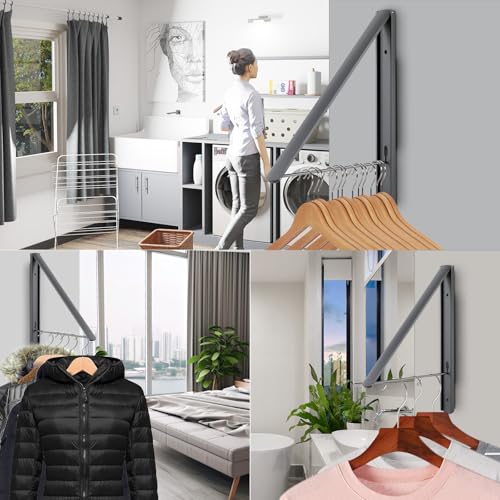 Foldable Clothes Drying Rack, Dark Gray - Image 6