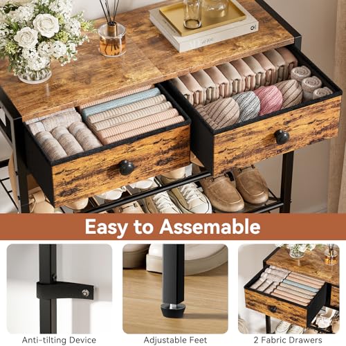 5 Tier Shoe Rack with 2 Drawers, 16-20 Pairs Rustic Brown - Image 6