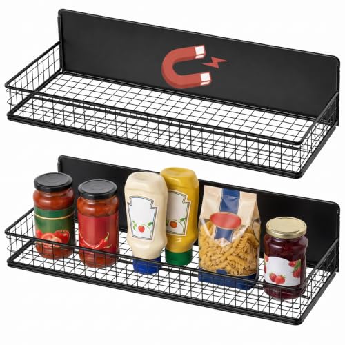 2-Pack Magnetic Shelves for Fridge, Magnetic Spice Rack - Image 2