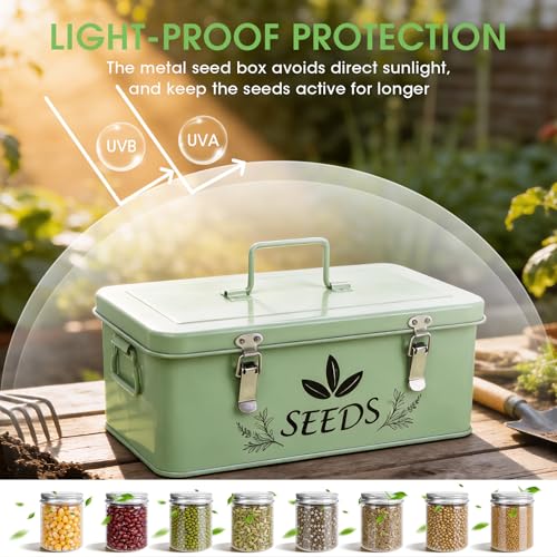 Seed Storage Organizer, Metal Garden Seed Storage Box Kit - Image 6
