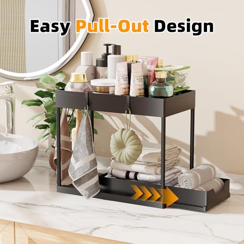 Simple Trending Under Sink Organizer 3 Pack, with Sliding Drawer, Black