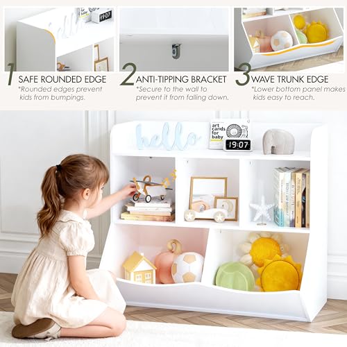 UTEX Toy Storage Organizer with Bookcase, Slanted Kids Toy - Image 5