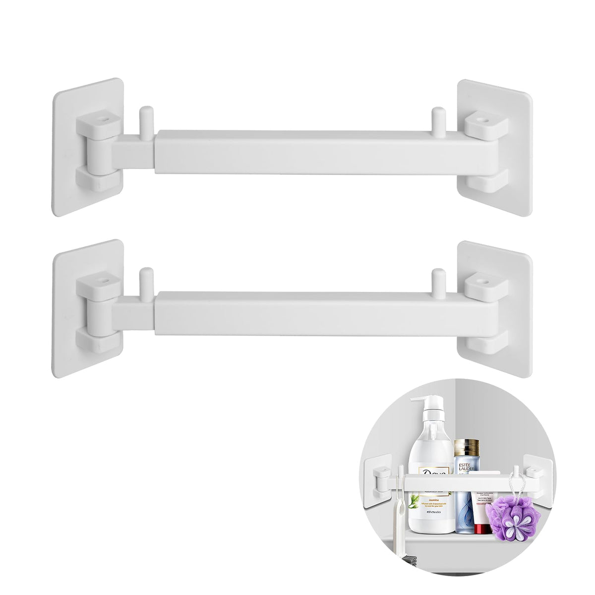 RV Shower Corner Storage Bar Kit - Adjustable Rod, W | All Products - Image 1