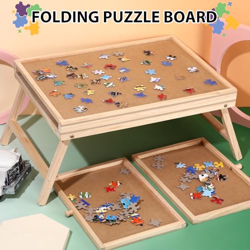Small Puzzle Board with Legs, Natural, 16.5 x 13 Inch, Wood - Image 5