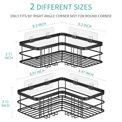 Corner Shower Caddy, Adhesive Shower Shelves No Drilling [2-Pack] - Image 3