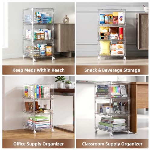 Large Clear Storage 3 Drawer Organizer with Wheels for Closet - Image 7