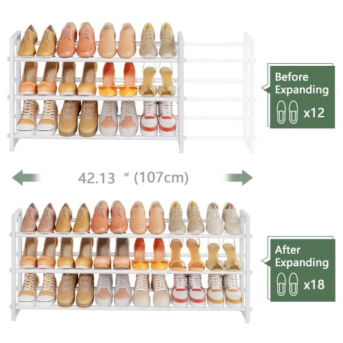 FAVOOSTY 3-Tier Expandable Shoe Rack, Adjustable Shoe Shelf - Image 5