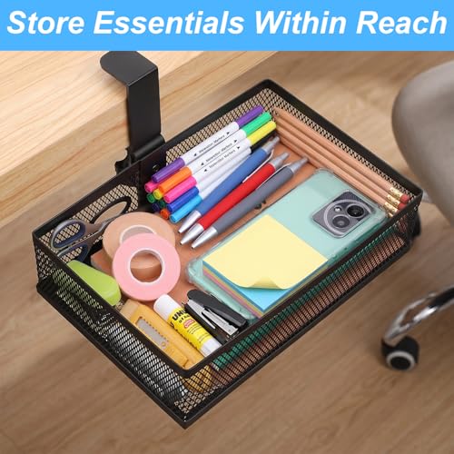 Under Desk Storage Organizer 360 Degree Rotating Under Drawer - Image 8