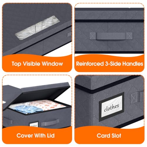 Under Bed Storage Containers with Lids, 2 Pack Foldable Grey - Image 6