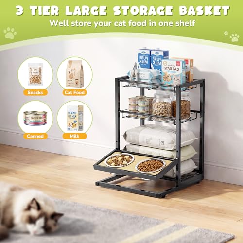 Elevated Cat Bowl Stand Feeding Station, 3-Tier Cat Food - Image 6