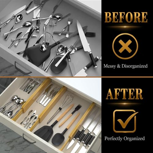 Adjustable Bamboo Drawer Dividers Expandable 8 Pack 17-22 - Image 4