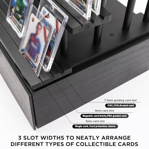 Wooden 4-Tier Trading Card Display Case with Custom Drawer - Image 6