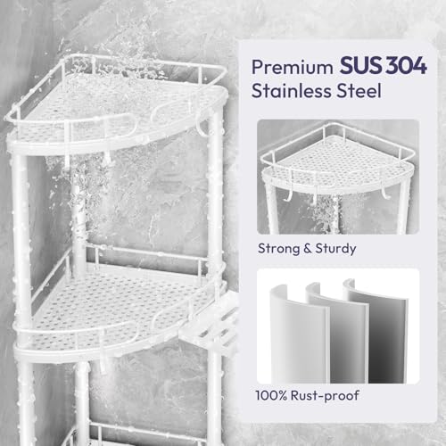 SWTYMIKI Corner Shower Caddy Standing - 3 Tier Stainless Steel - Image 7