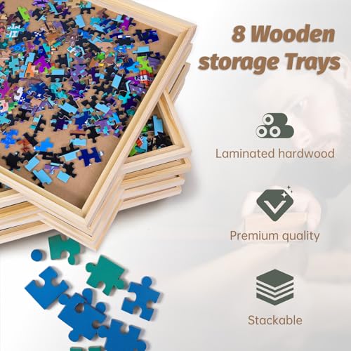 8 Pcs Jigsaw Puzzle Sorting Trays Stackable - 12inch x 12inch - Image 6