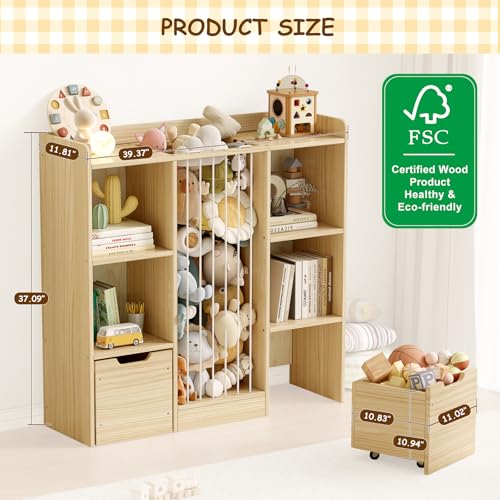 Toy Storage Organizer with Stuffed Animal Storage, Solid Pine - Image 3
