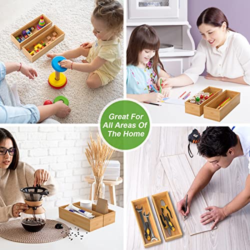 Lixple Bamboo Kitchen Drawer Organizer, 2 Pack, 9" x 3" x 2" - Image 6