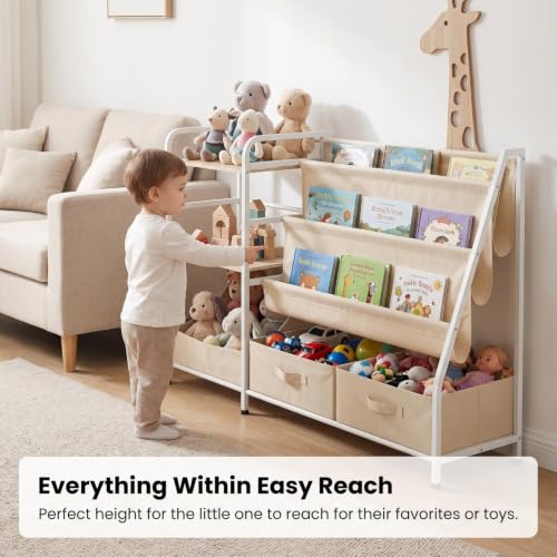 Kids Bookshelf and Toy Storage Organizer, 4-in-1 Bookcase - Image 4