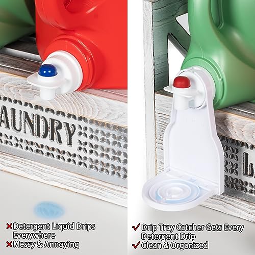 Laundry Detergent Holder with Drip Tray Catcher - Wooden - Image 6