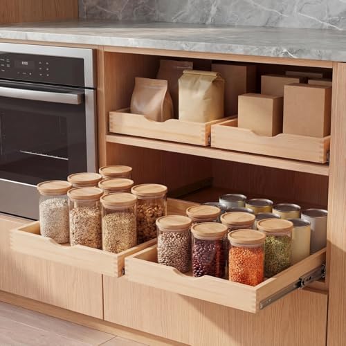 2 Set Wood Pull out Cabinet Organizer, Wood Color - Image 6
