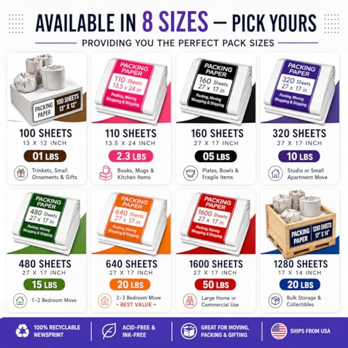 Purple Papers White Bulk Packing Paper | 320 sheets | 27" x 17" | - Image 3