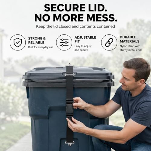 Trash Bag Securing Strap And Gloves Kit - Trash Can Lid Strap - Image 7
