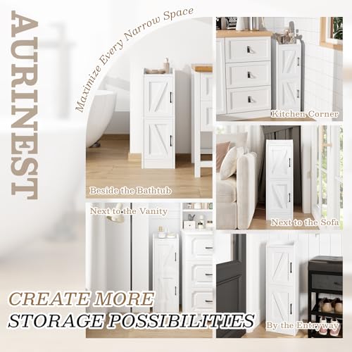 Narrow Bathroom Storage Cabinet with 2 Doors and Shelves, 9.8" W - Image 6
