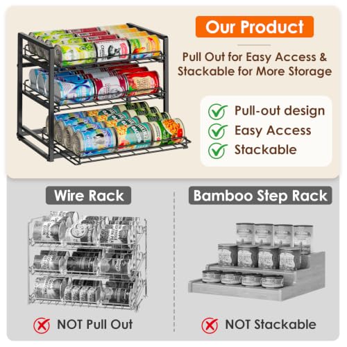 3-Tier Stackable Can Organizer for Pantry, Pull Out Can Rack - Image 4