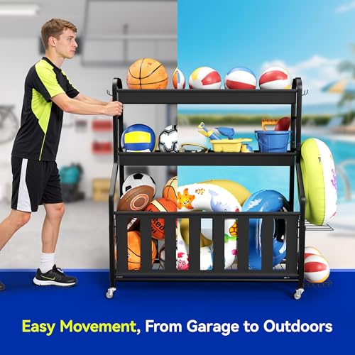 Sports Equipment Organizer, Large Capacity Garage Ball - Image 8