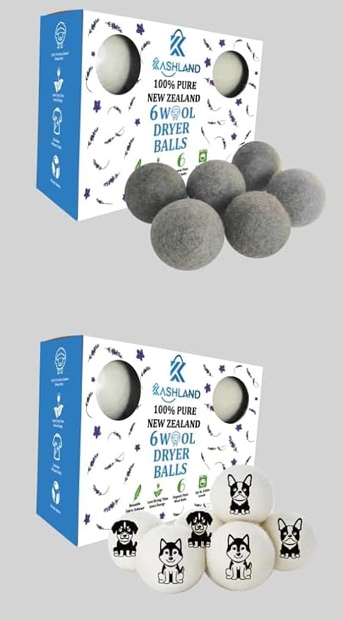 Organic Wool Dryer Balls: Eco-Friendly & Chemical-Free | Our Anti-Entanglement Reusable Balls Eliminate Wrinkle Static | 6-Pack XL Dryer Balls for Laundry is Made with New Zealand Wool (MER-Gry-Dog)