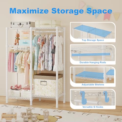 F1 Garment Rack for Kids, 4 Tiers Closet System Hold 410lbs - Image 6
