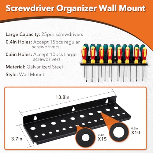 4Pcs Wall Mount Tool Organizer Set,Include Screwdriver Organizer - Image 8