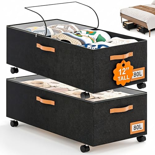 Under Bed Storage with Wheels, 12" Height Under Bed Storage Extra - Image 2