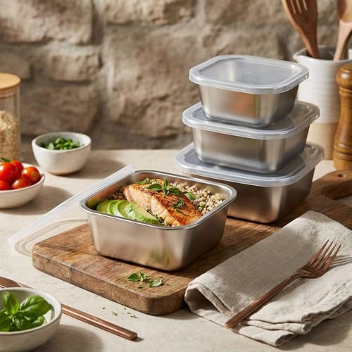 6 Pcs 304 Stainless Steel Food Storage Containers with Lids - Image 7
