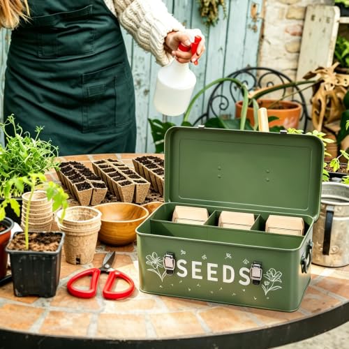 Seed Storage Organizer Box with 4 Compartments, Metal Seed - Image 7