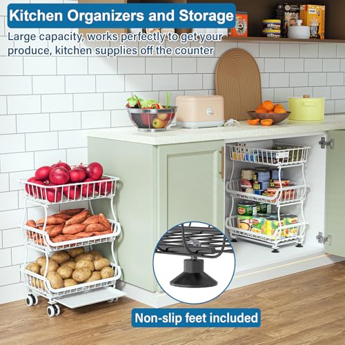 OKZEST 3-Tier Rolling Pantry Floor Organizers and Storage Cart - Image 5