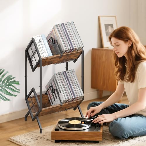 RUILALIFE 2-Tier-Vinyl-Record-Storage-Holder | Home Organization - Image 3