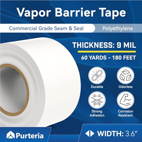 Vapor Barrier Tape, 9 Mil 3.6"x180', 3 Roll - Image 3
