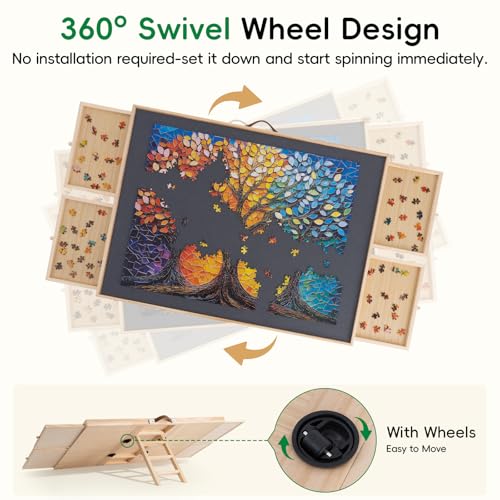 TEAKMAMA 1000 Pieces Puzzle Board,2-in-1 Tilting&Rotating Puzzle - Image 4