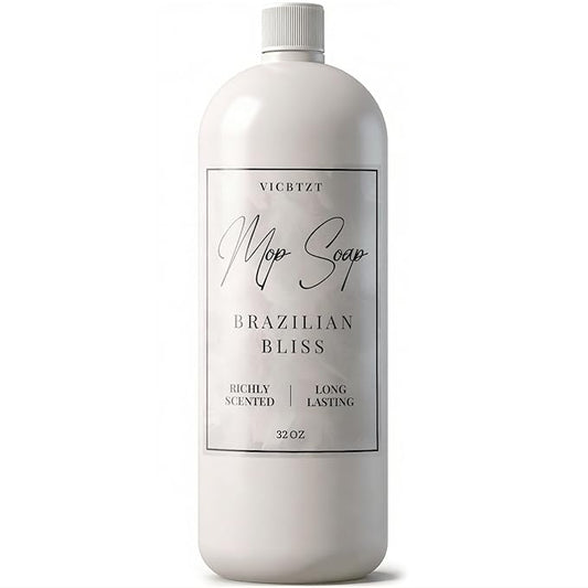 Mop Soap, Richly Scented Brazilian Bliss Fragrance, Long Lasting Luxury Floor Cleaning for Hardwood, Tile, Stone, & Laminate. Rinse-Free, Low-Foam & Residue-Free for All Mops (32 oz)