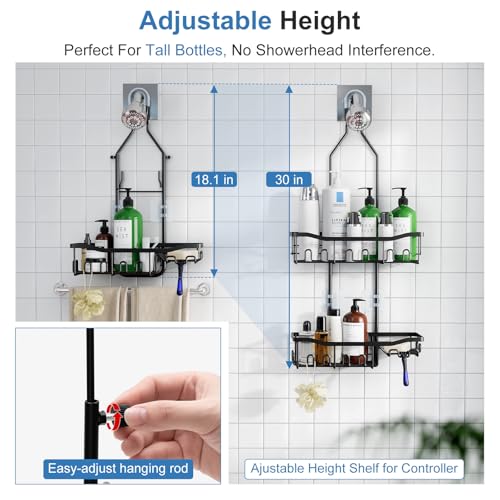 Upgraded Extended Length Shower Organizer with Hooks, Rustproof - Image 3