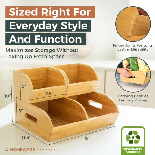 Potato and Onion Storage Bin, Stackable Bamboo Pantry - Image 4