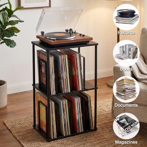 3-Tier Vinyl Record Black Storage Holder for Books | Home Organization - Image 4